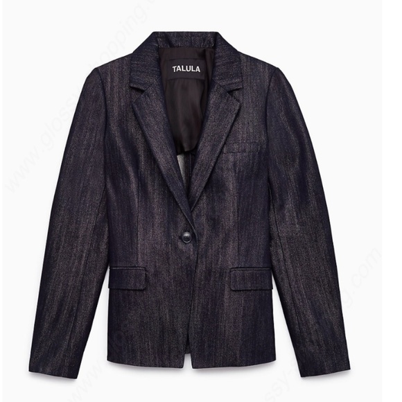 Talula indigo/silver metallic single button blazer - Picture 3 of 8